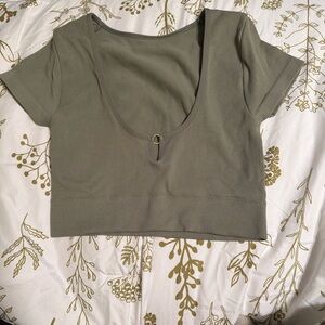 Aerie Sage Ribbed Crop Top